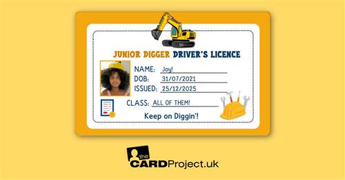 Digger Driving LIcence for Kids